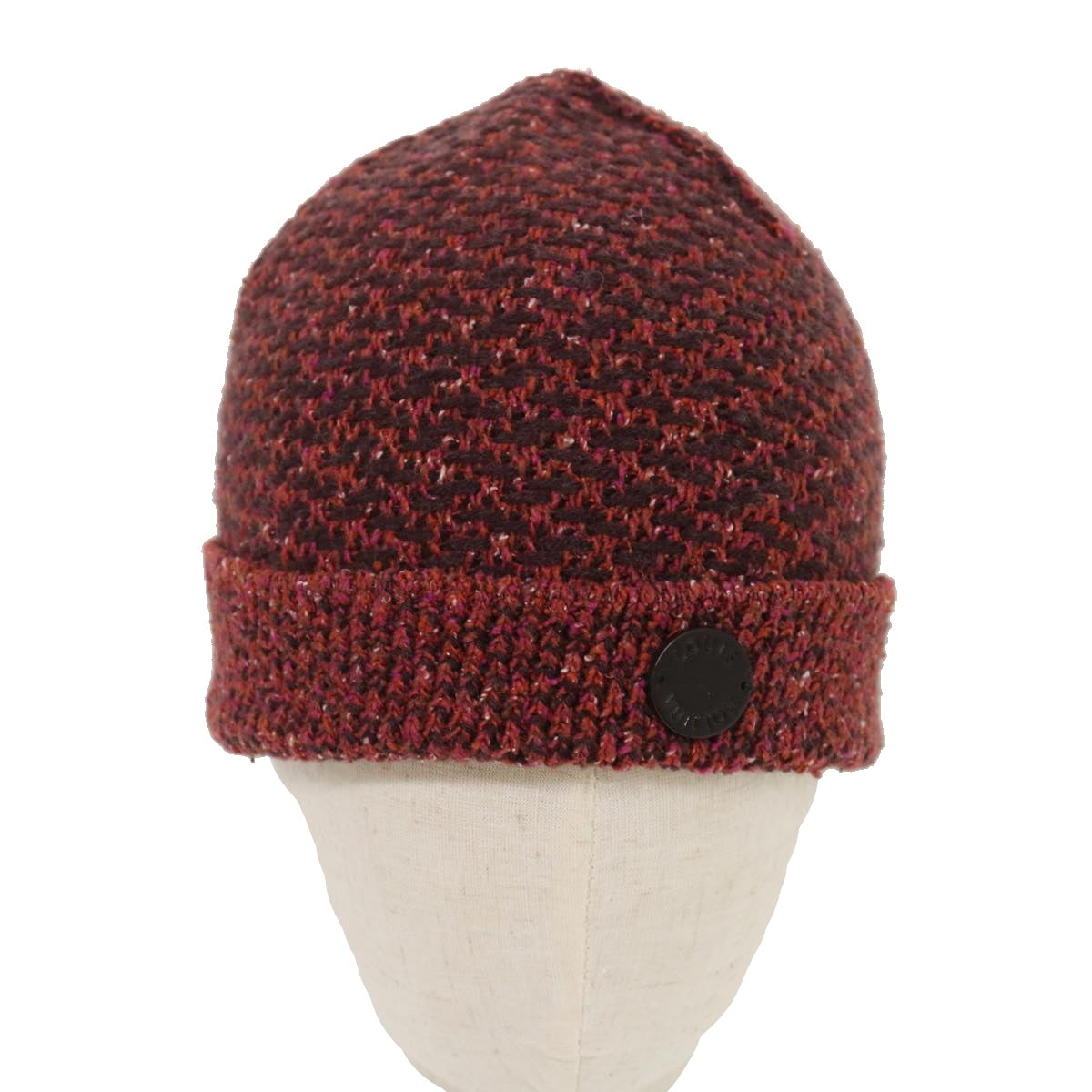 FENDI Beanie Watch Cap knitted Wool Brown Red Auth ar6833 - 0