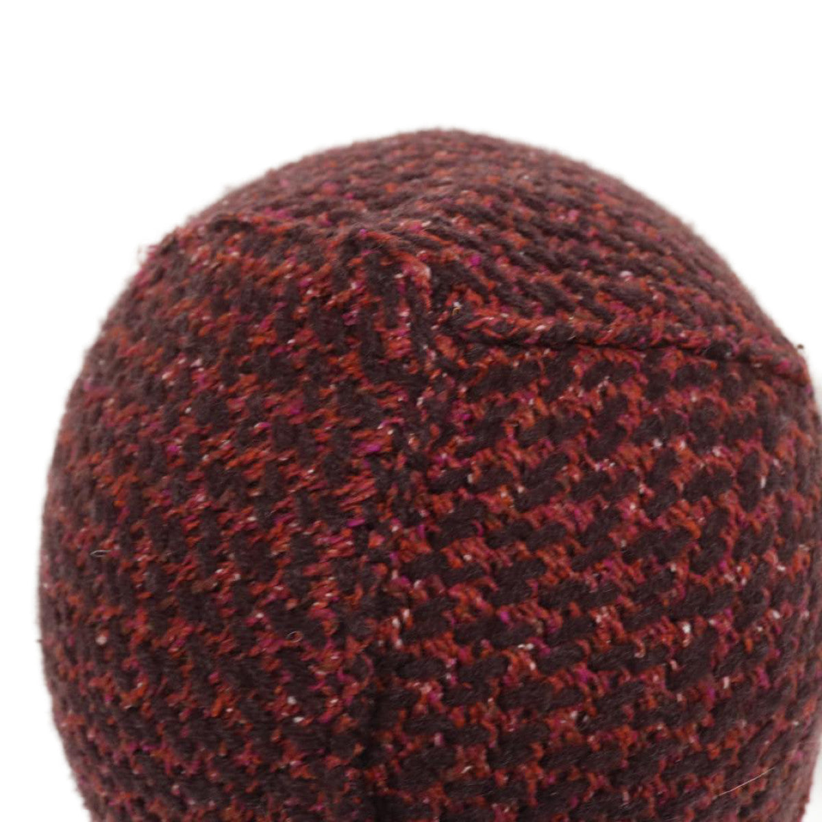 FENDI Beanie Watch Cap knitted Wool Brown Red Auth ar6833