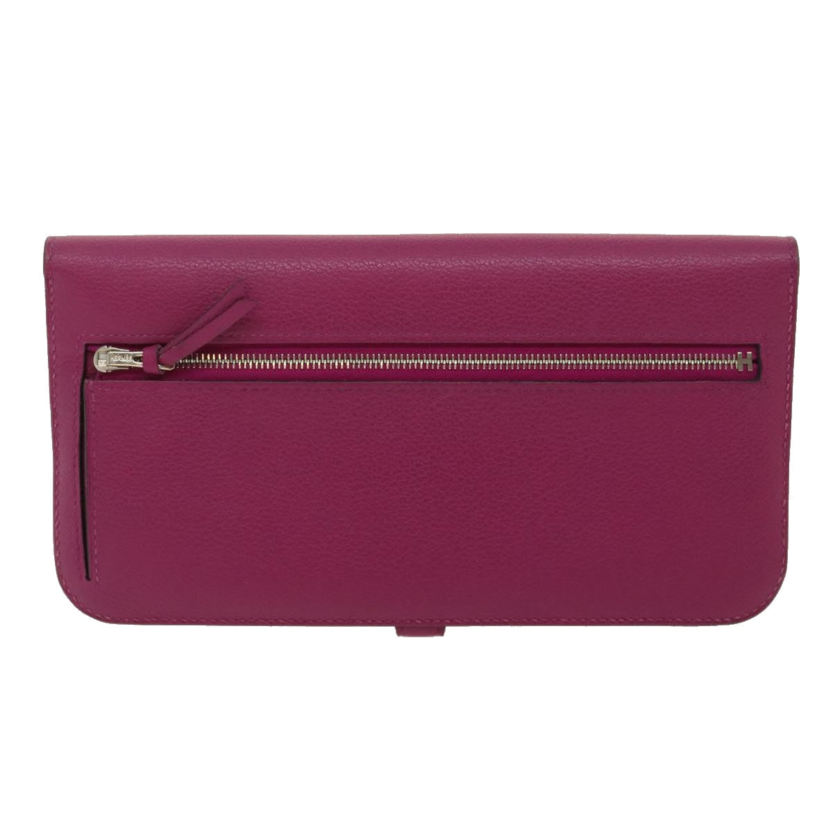 HERMES Dogon Wallet Leather Wine Red Auth ar6841 - 0