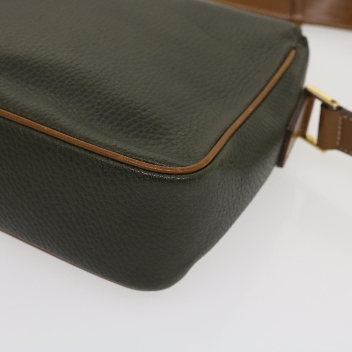 CELINE Shoulder Bag Leather Gray Brown Auth ar6880