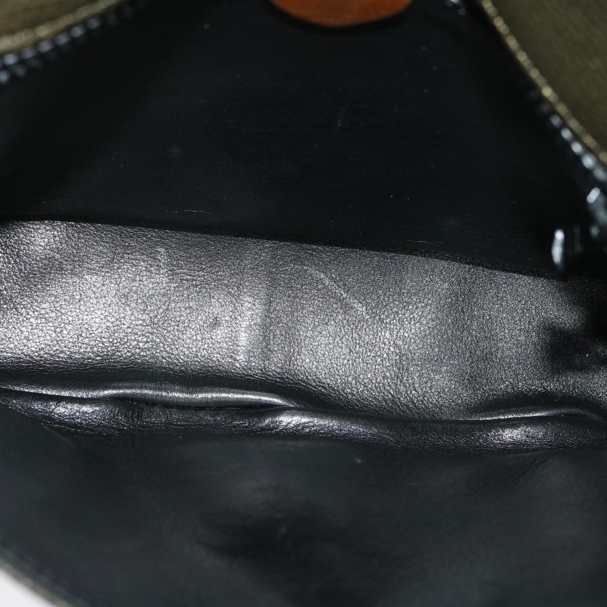 CELINE Shoulder Bag Leather Gray Brown Auth ar6880