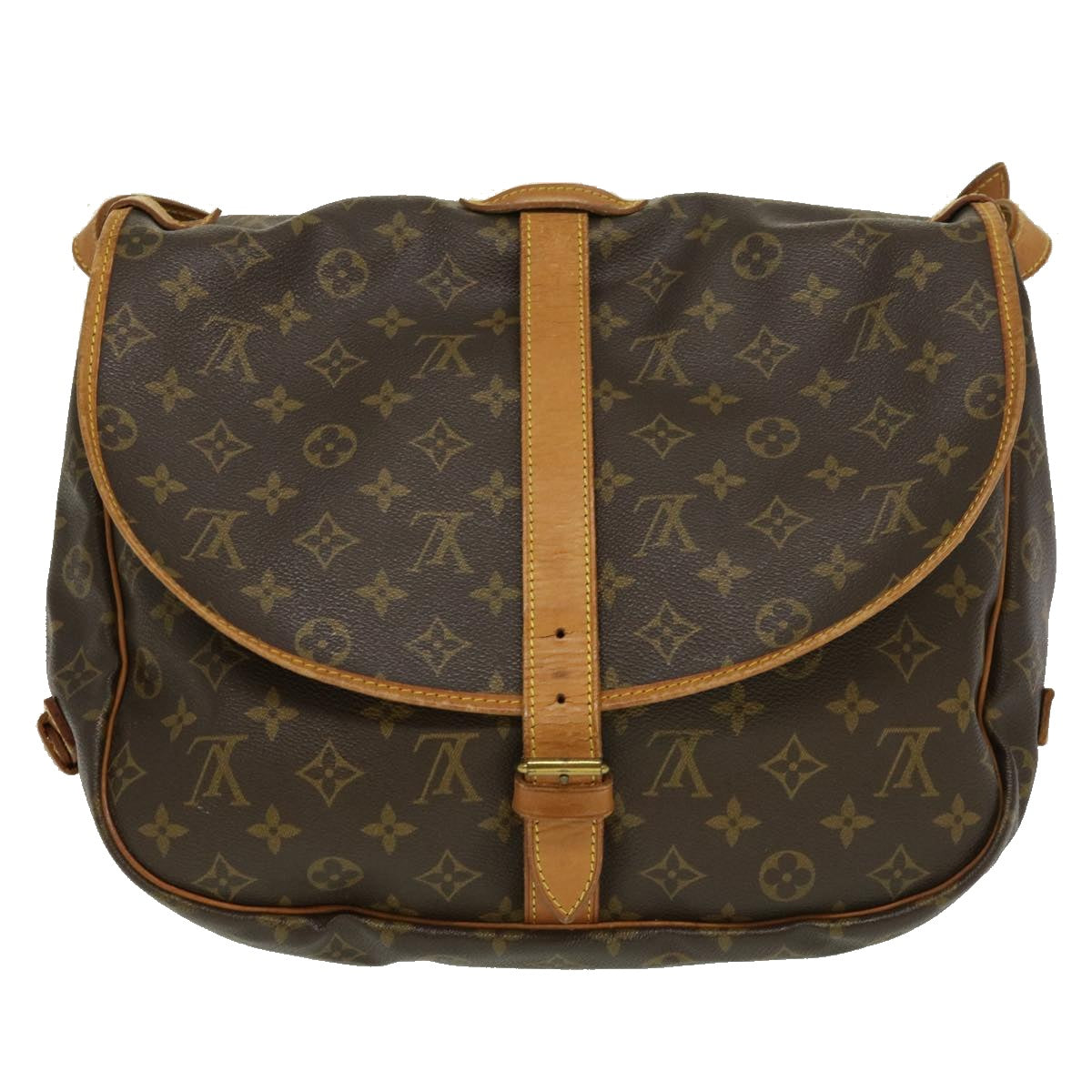 LOUIS VUITTON Monogram Saumur 35 Shoulder Bag M42254 LV Auth ar7047