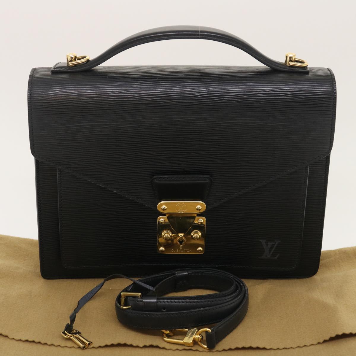 LOUIS VUITTON Epi Monceau 2Way Hand Bag Briefcase Black M52122 LV Auth ar7079