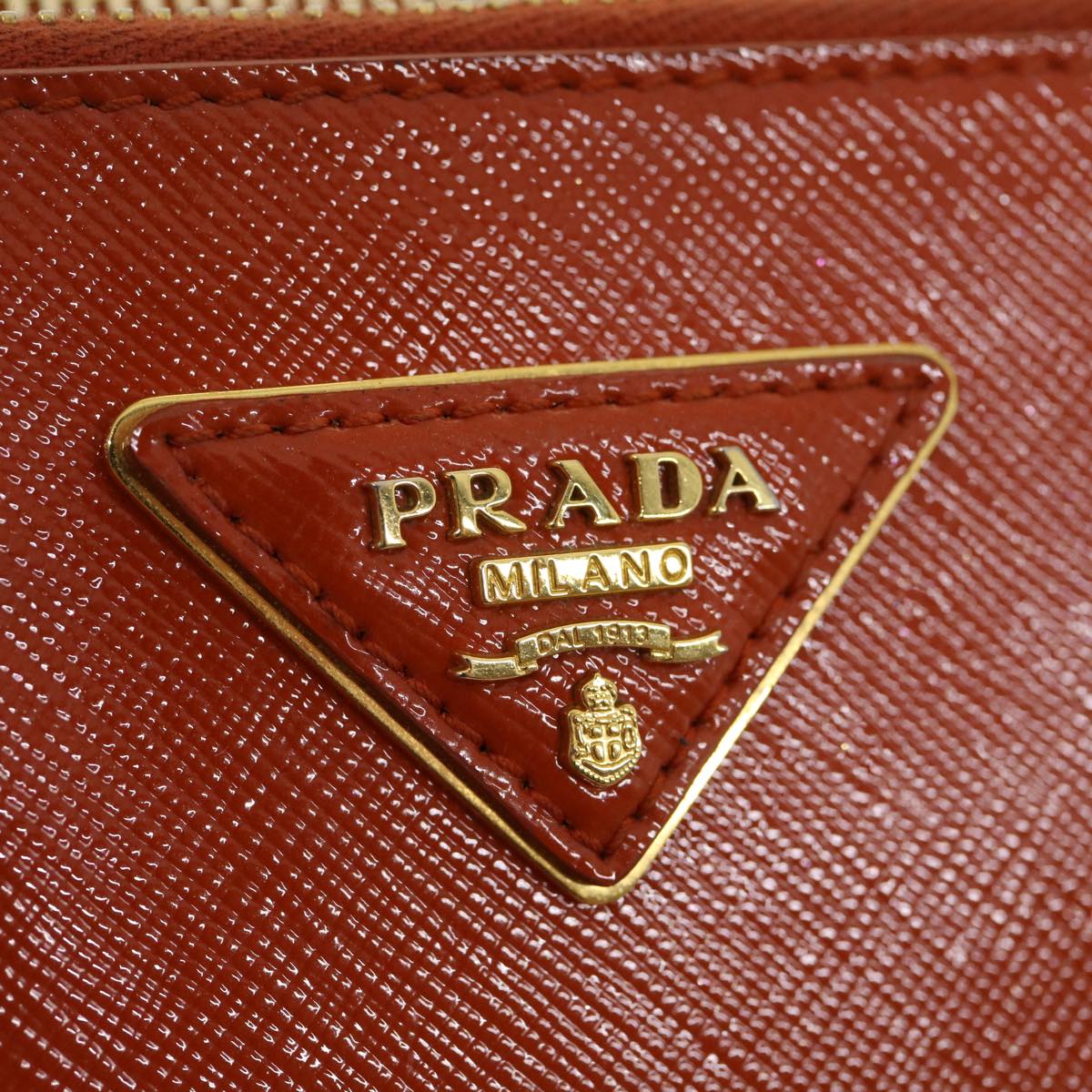PRADA Hand Bag Safiano Leather 2way Orange Auth ar7087