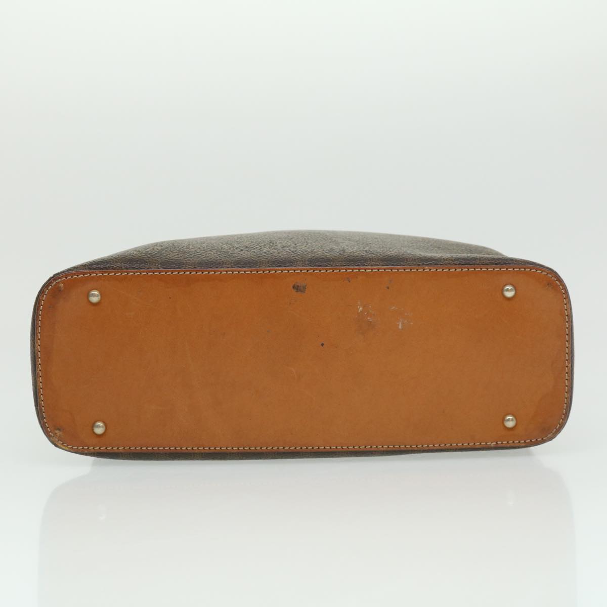 CELINE Macadam Canvas Hand Bag PVC Leather Brown Auth ar7121