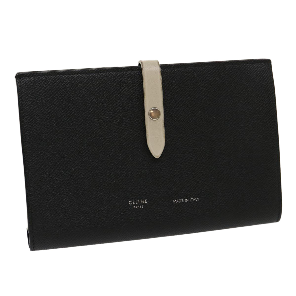 CELINE Wallet Leather Black Auth ar7241