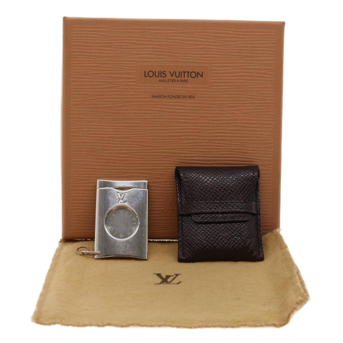 LOUIS VUITTON Cigar cutter Silver Acajou M30556 LV Auth ar7245A