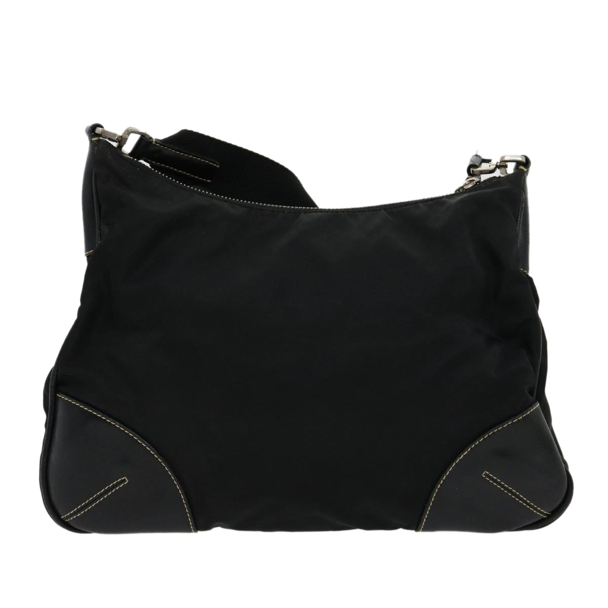 PRADA Shoulder Bag Nylon Leather Black Auth ar7324