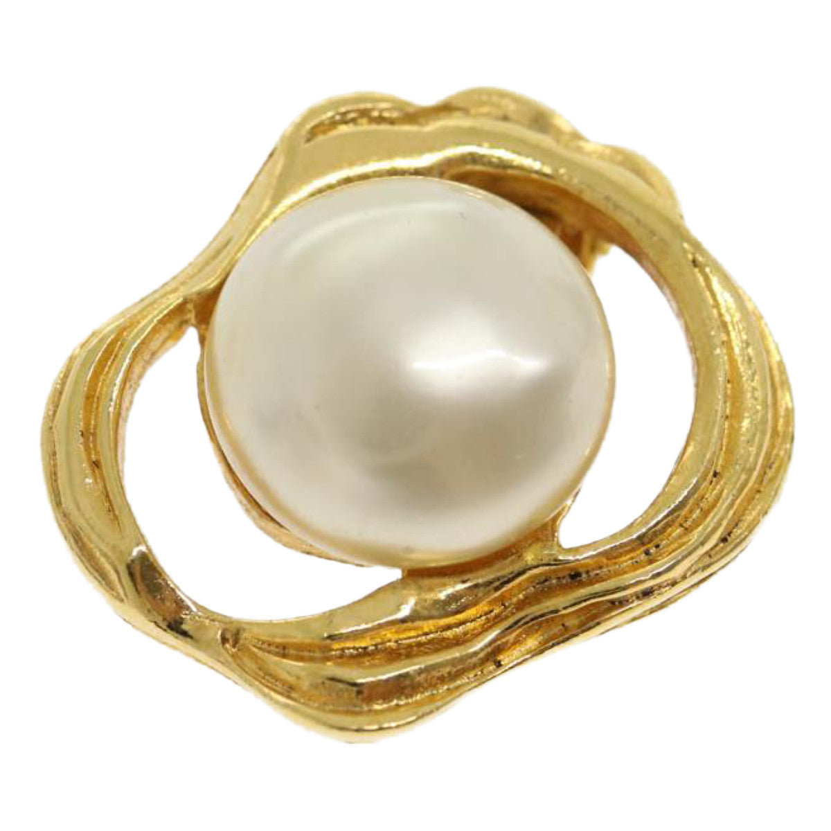 CHANEL Pearl Earring Gold CC Auth ar7353 - 0