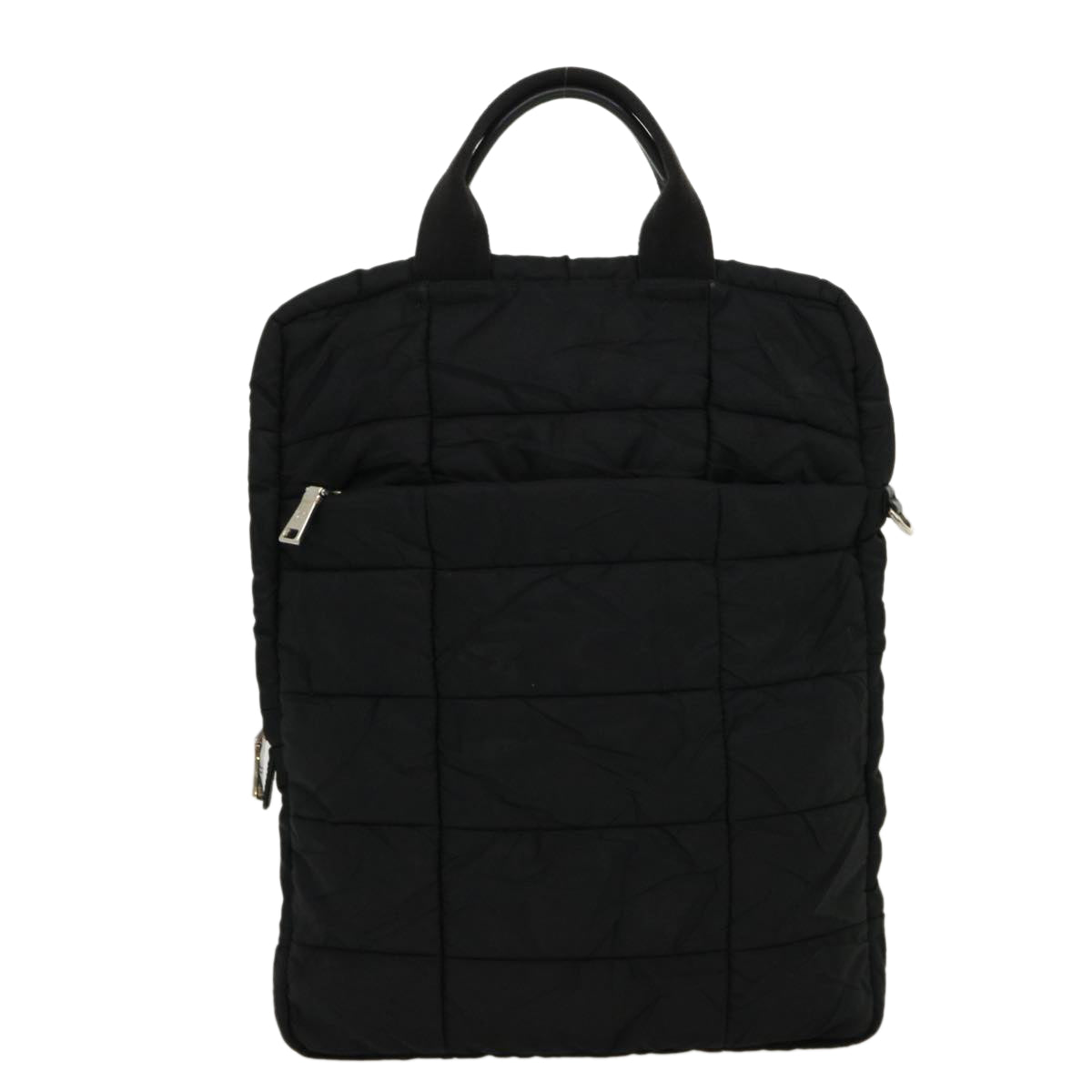 PRADA Hand Bag Quilted nylon Black Auth ar7373 - 0