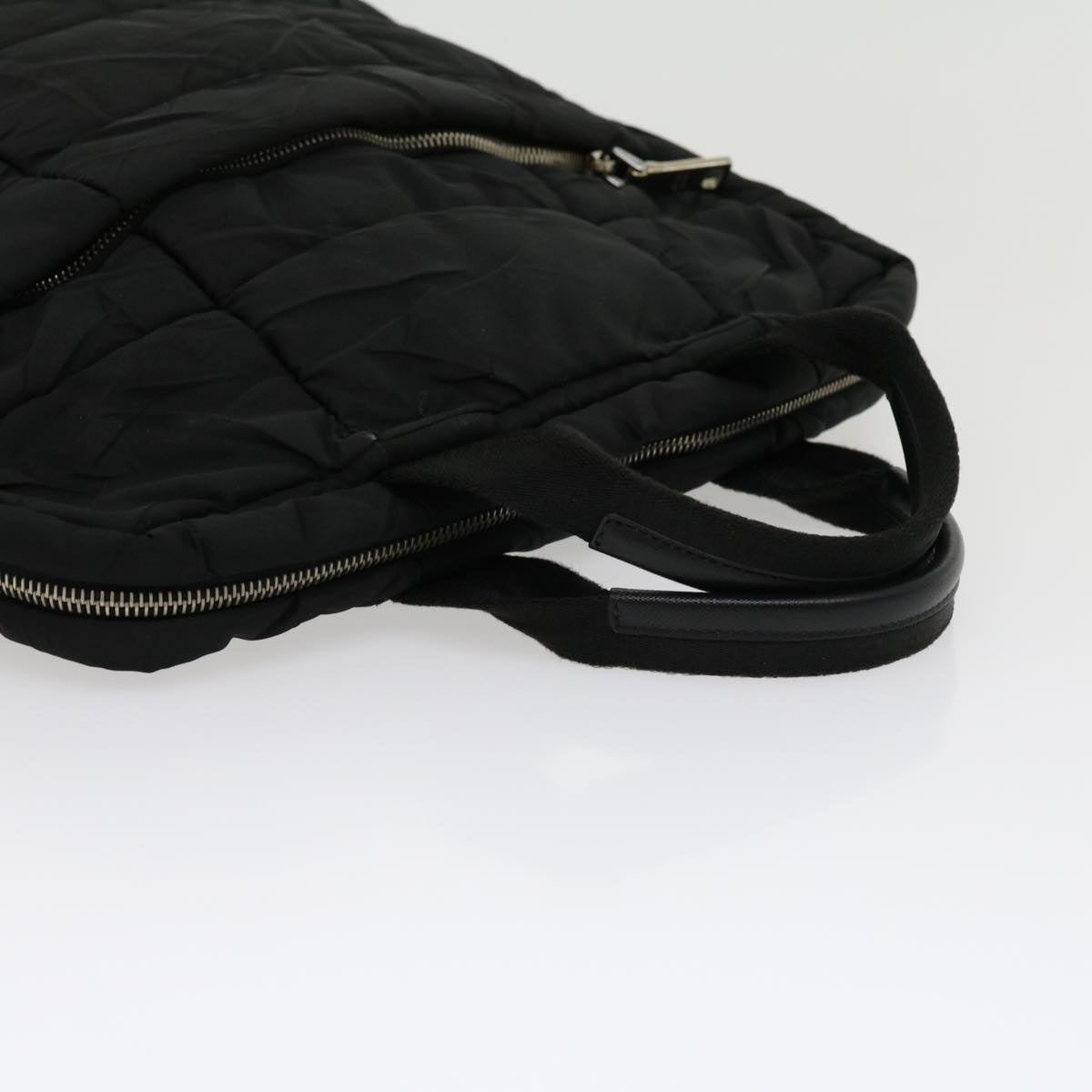 PRADA Hand Bag Quilted nylon Black Auth ar7373