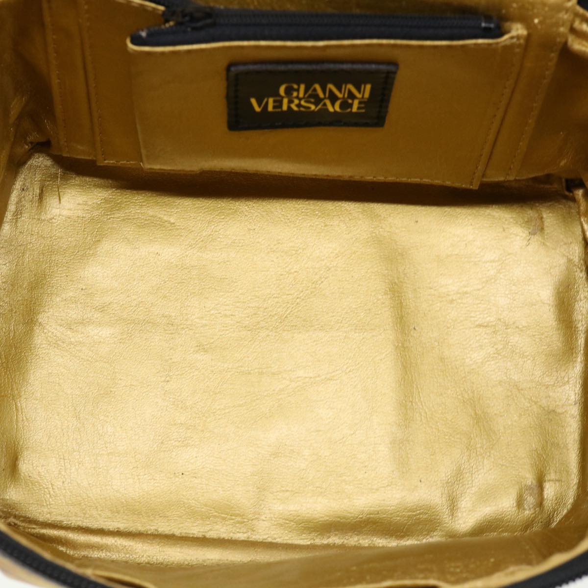VERSACE Vanity Hand Bag PVC Leather Yellow Auth ar7506