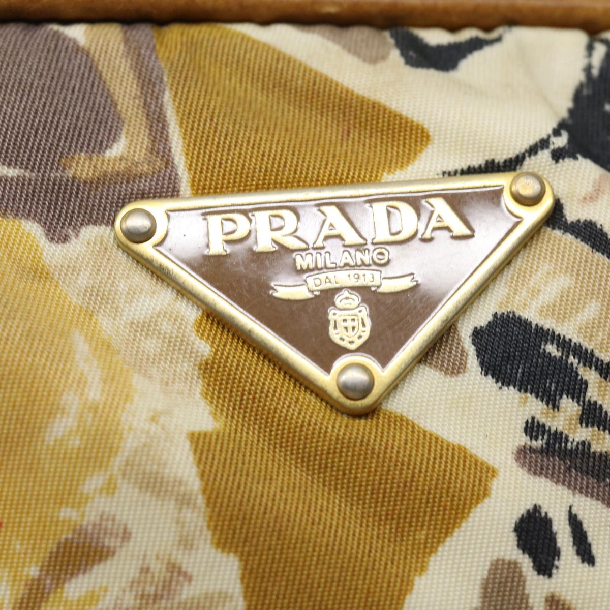 PRADA Shoulder Bag Nylon Leather Brown Auth ar7532