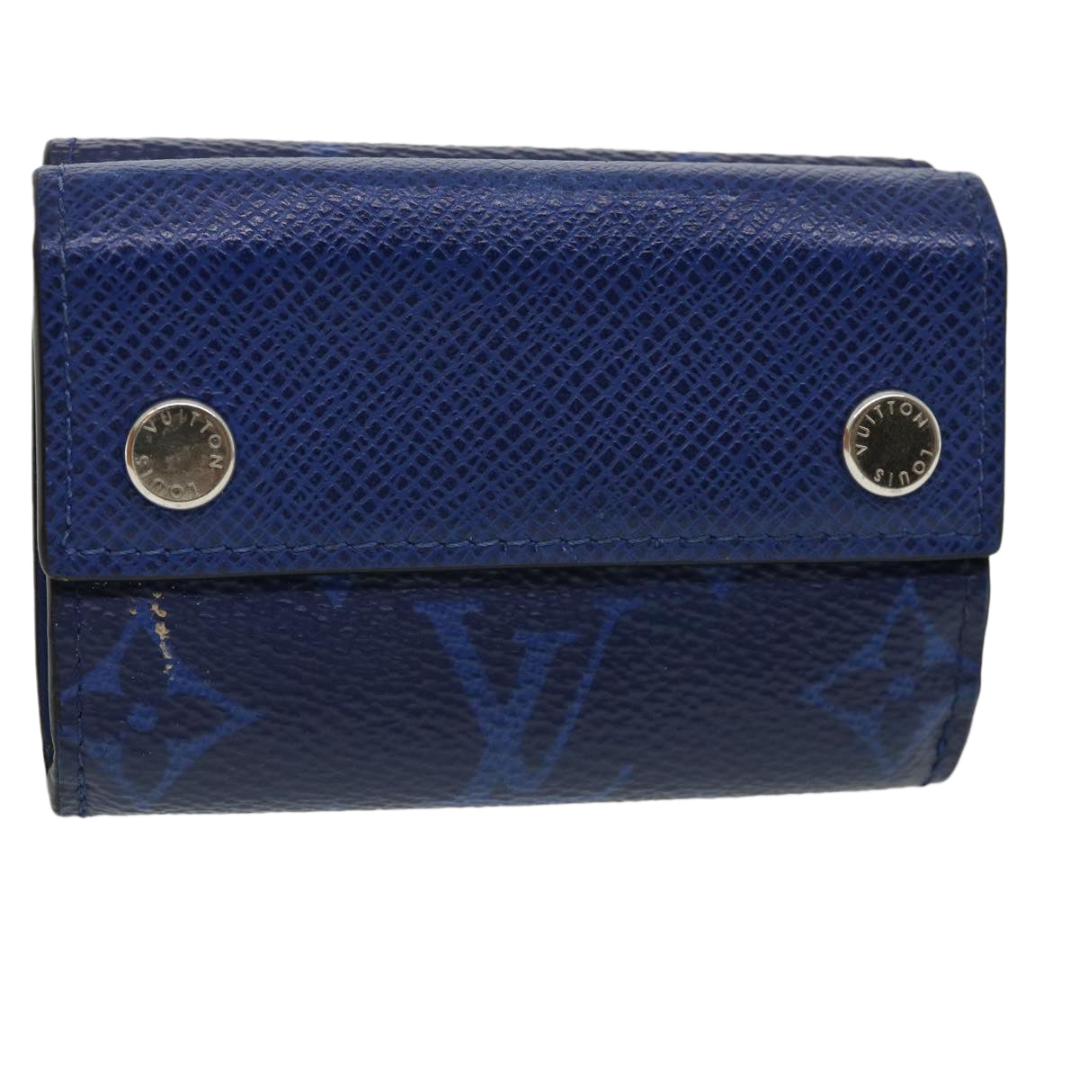 LOUIS VUITTON Taigalama Discovery compact wallet Wallet Blue LV Auth ar7670