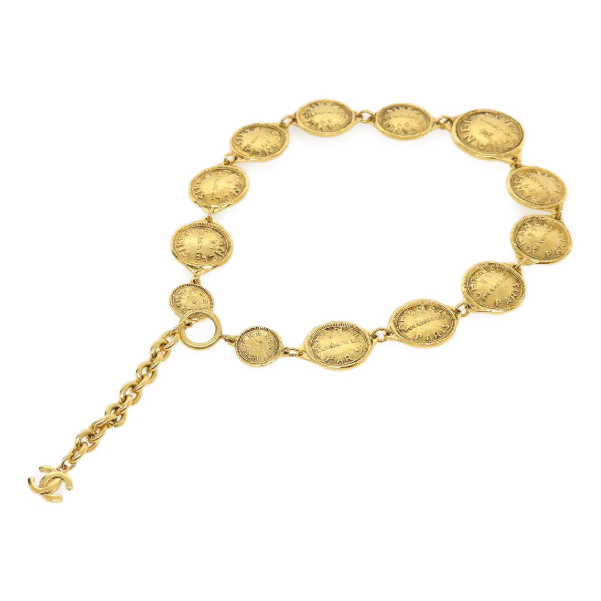 CHANEL Necklace metal Gold CC Auth ar7677