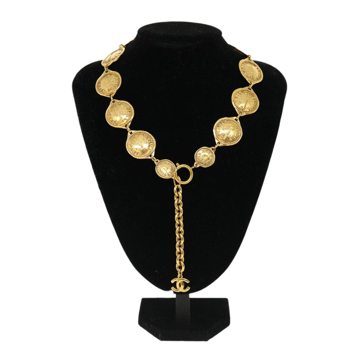 CHANEL Necklace metal Gold CC Auth ar7677