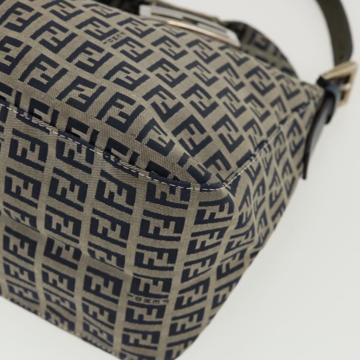 FENDI Zucca Canvas Mamma Baguette Shoulder Bag Navy Auth ar7934