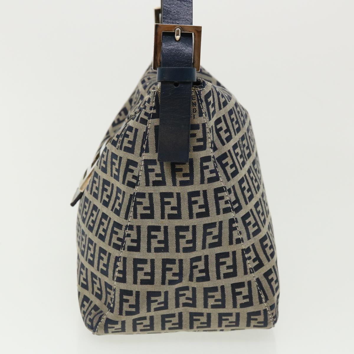 FENDI Zucca Canvas Mamma Baguette Shoulder Bag Navy Auth ar7934