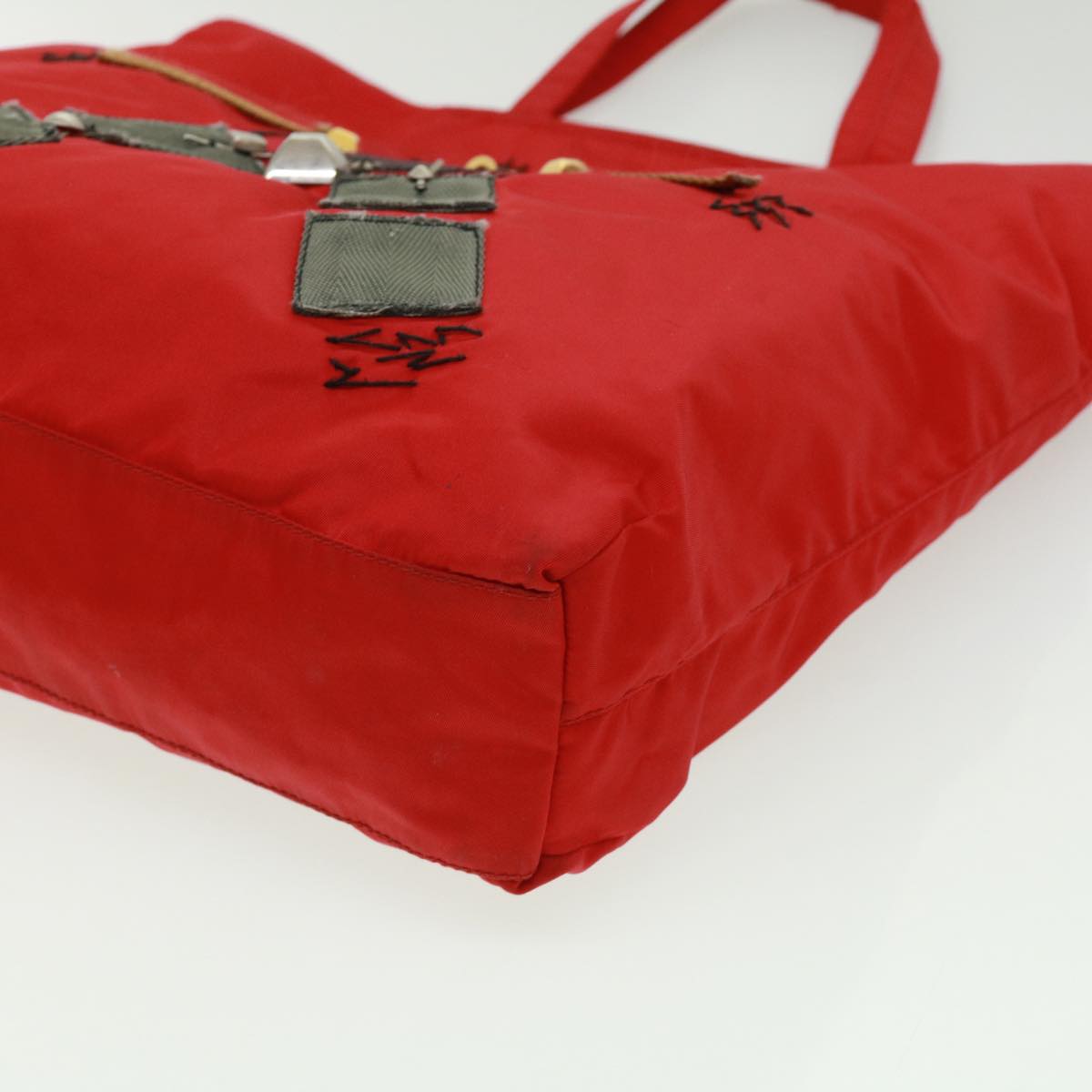 PRADA robot Hand Bag Nylon Red Auth ar7943
