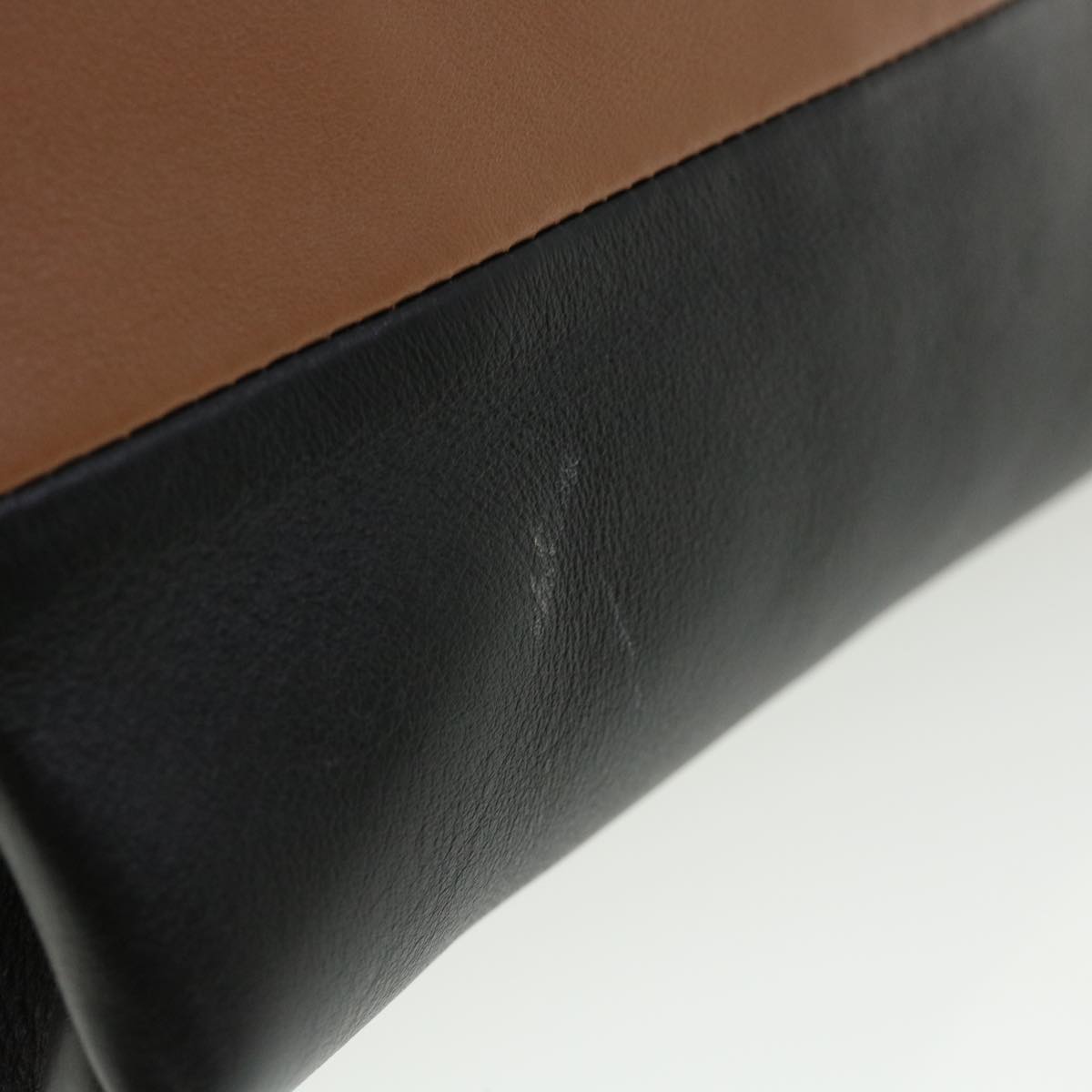 CELINE Pouch Leather Black Brown Auth ar8106B