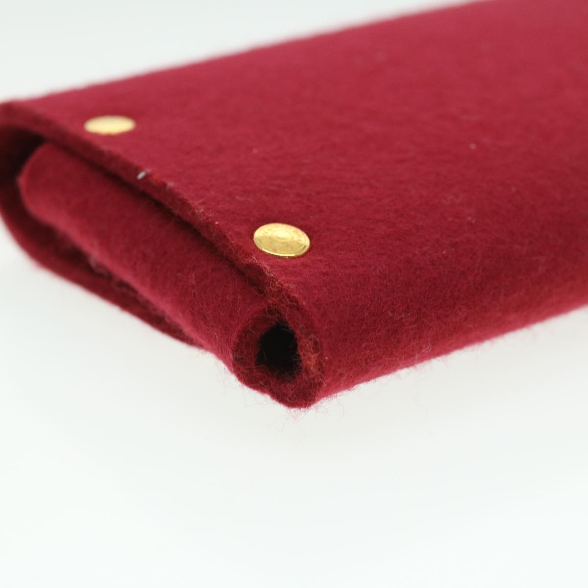 HERMES EtuiCartesGM Card Case Wool Red Auth ar8170