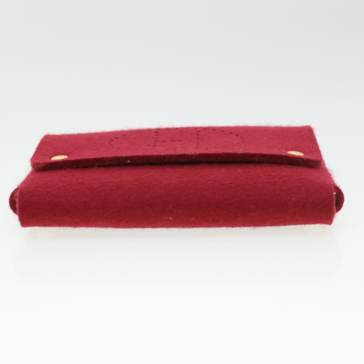 HERMES EtuiCartesGM Card Case Wool Red Auth ar8170