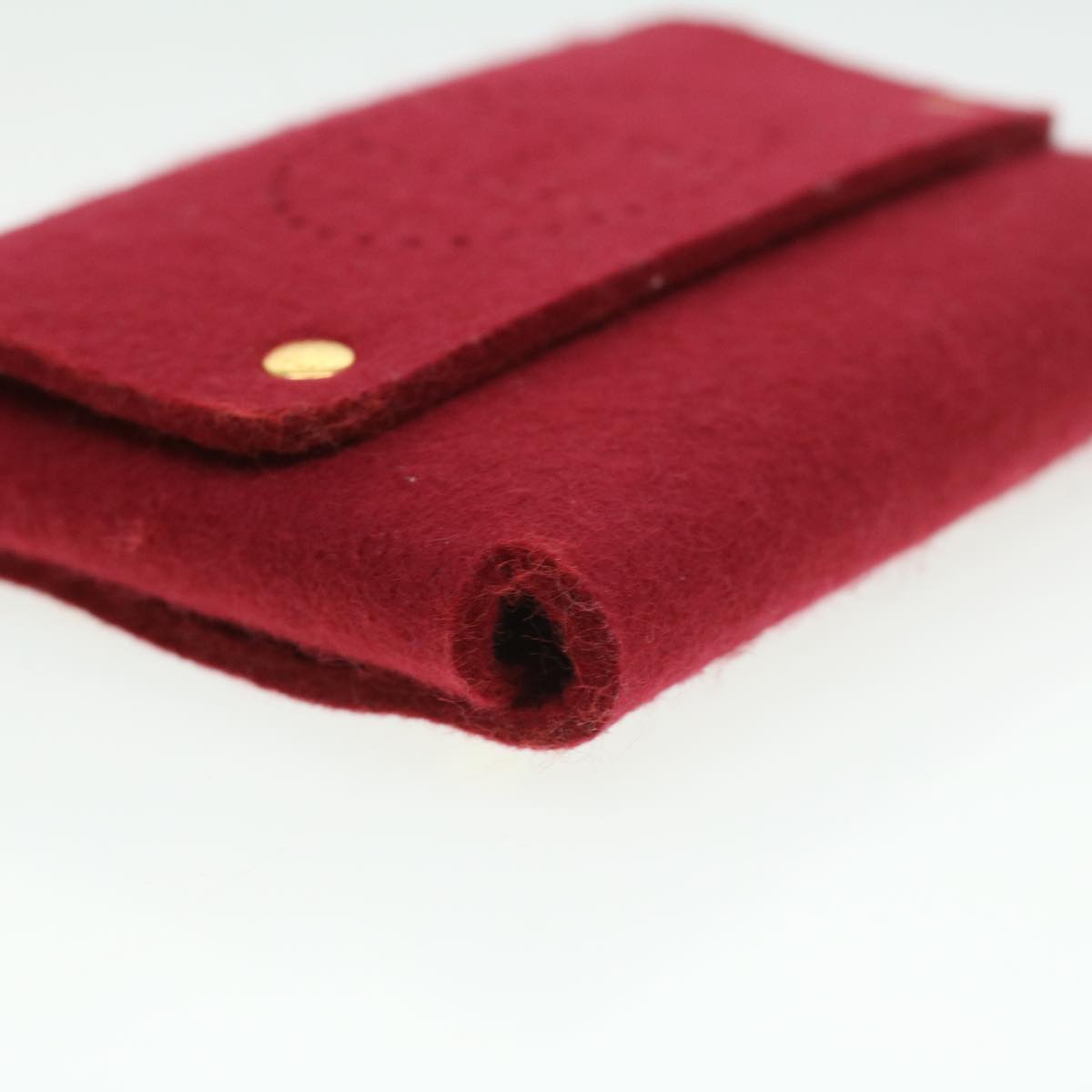 HERMES EtuiCartesGM Card Case Wool Red Auth ar8170