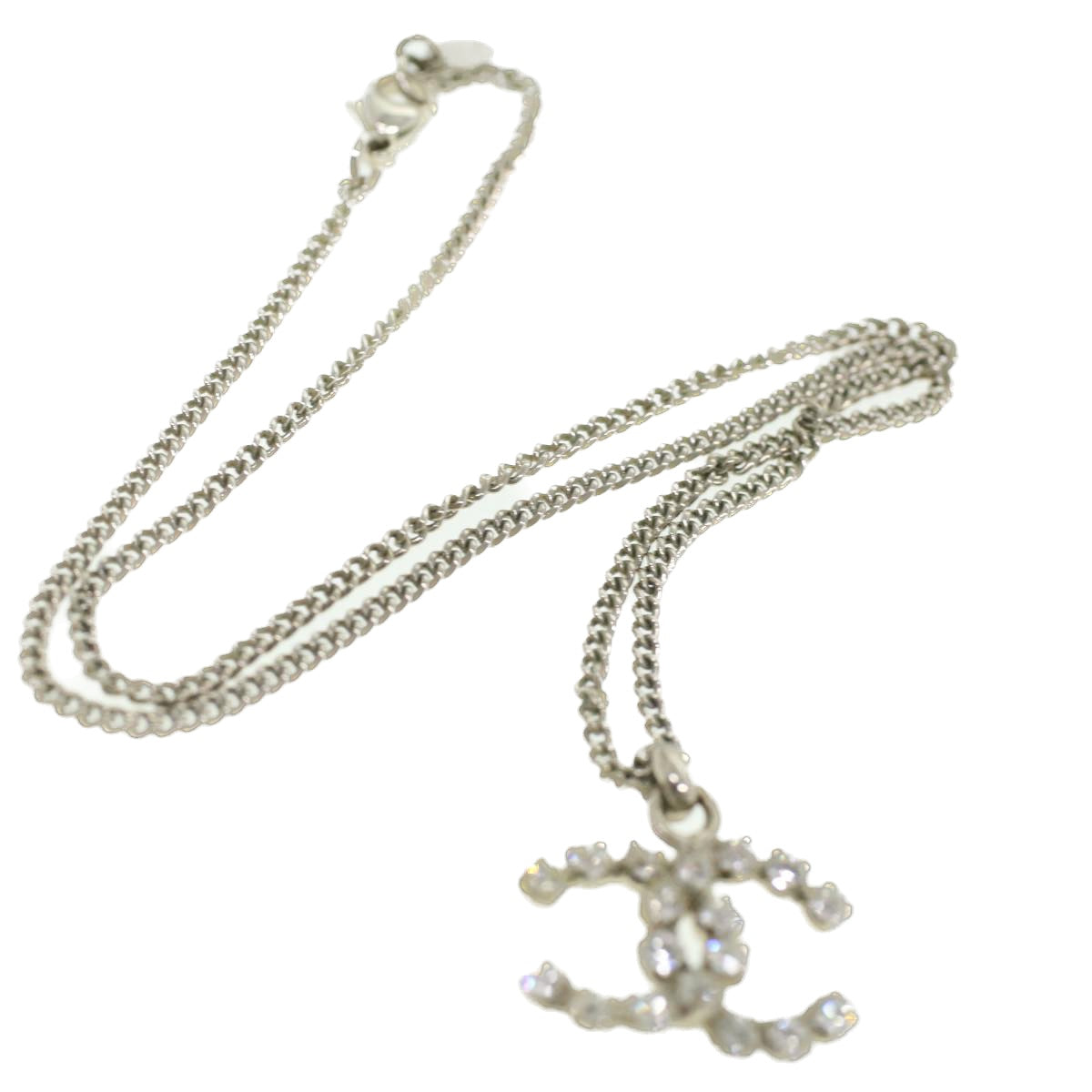 CHANEL Necklace metal Silver CC Auth ar8229