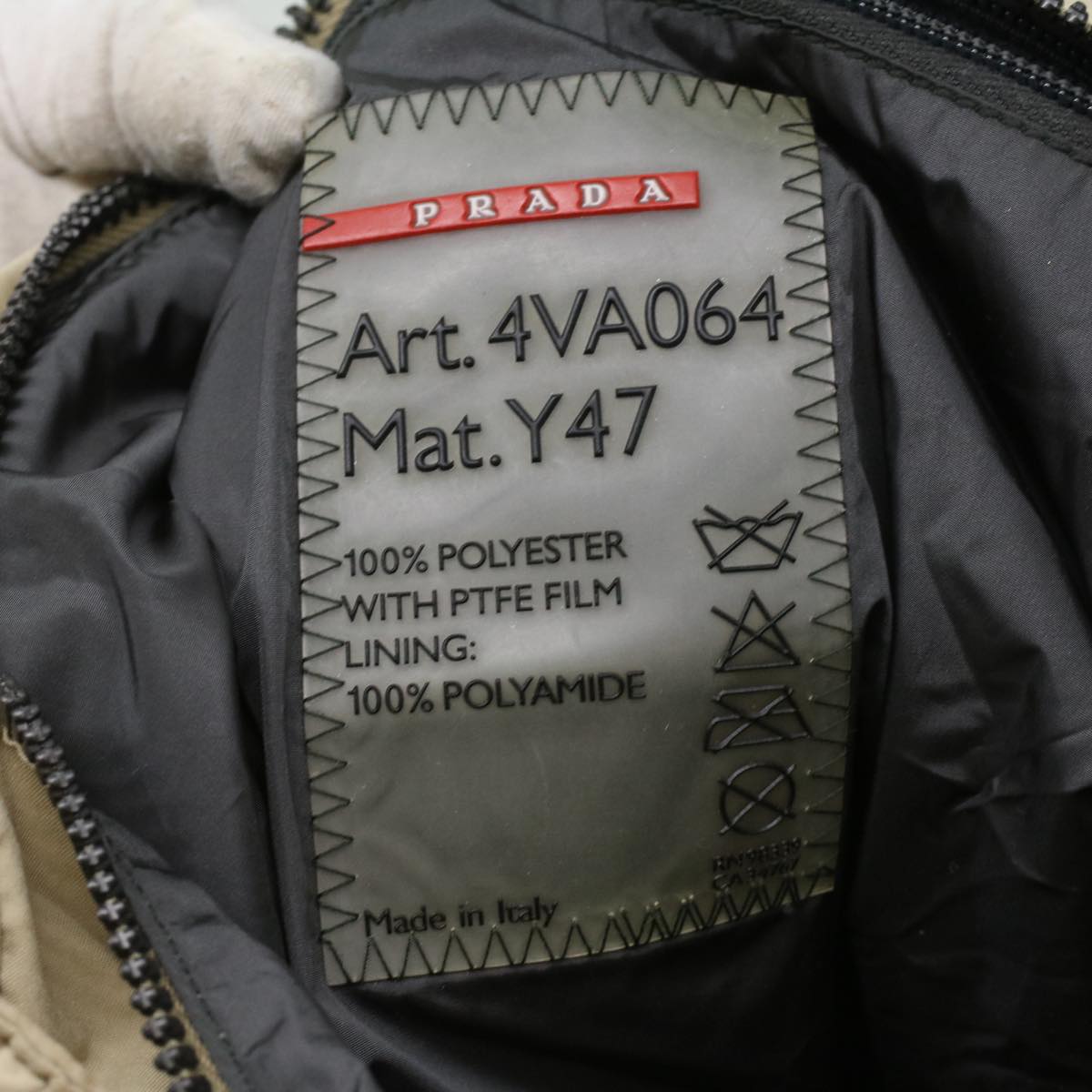 PRADA Hand Bag Nylon Cream Auth ar8301