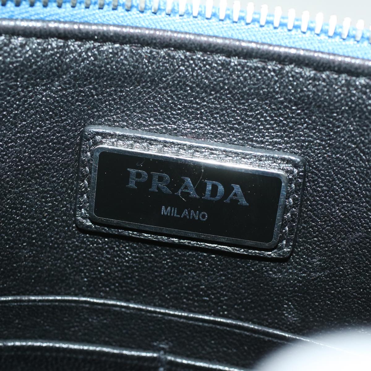 PRADA Shoulder Bag Safiano Leather Light Blue Auth ar8307