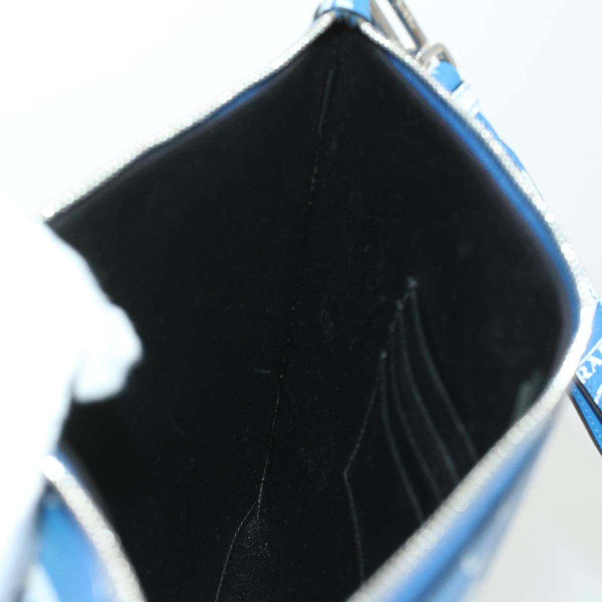 PRADA Shoulder Bag Safiano Leather Light Blue Auth ar8307