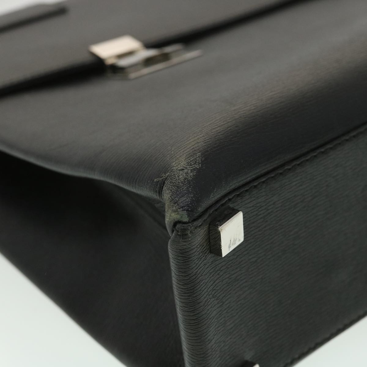 GUCCI Briefcase Leather Black Auth ar8370