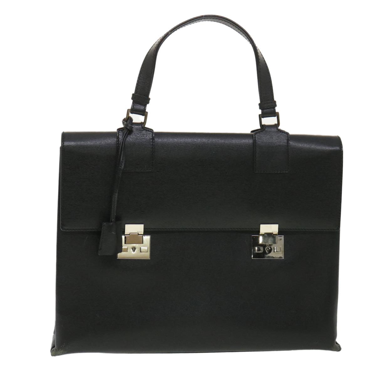 GUCCI Briefcase Leather Black Auth ar8370