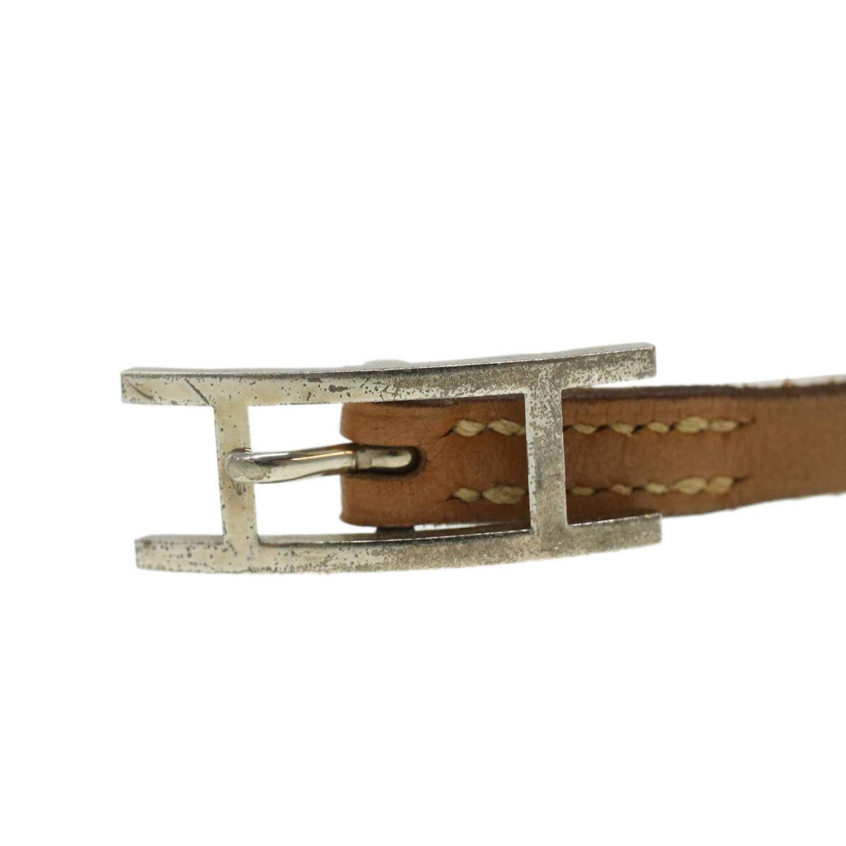 HERMES Strap Leather Beige Auth ar8382