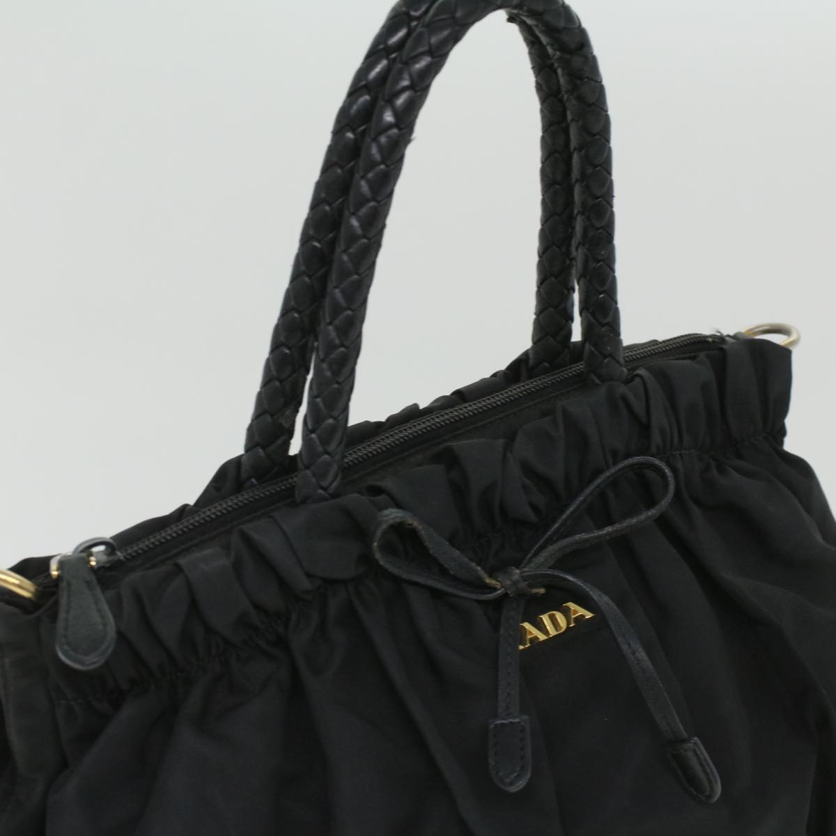 PRADA Hand Bag Nylon Black Auth ar8451