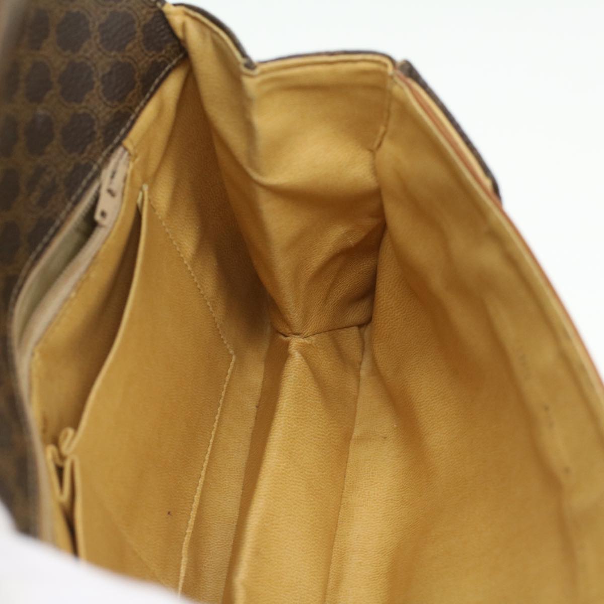 CELINE Macadam Canvas Clutch Bag PVC Leather Brown Auth ar8455