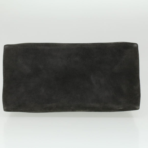 CELINE Shoulder Bag Suede Beige Blue black Auth ar8501