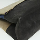 CELINE Shoulder Bag Suede Beige Blue black Auth ar8501-15