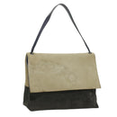 CELINE Shoulder Bag Suede Beige Blue black Auth ar8501-1