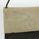 CELINE Shoulder Bag Suede Beige Blue black Auth ar8501-2