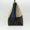 CELINE Shoulder Bag Suede Beige Blue black Auth ar8501-4