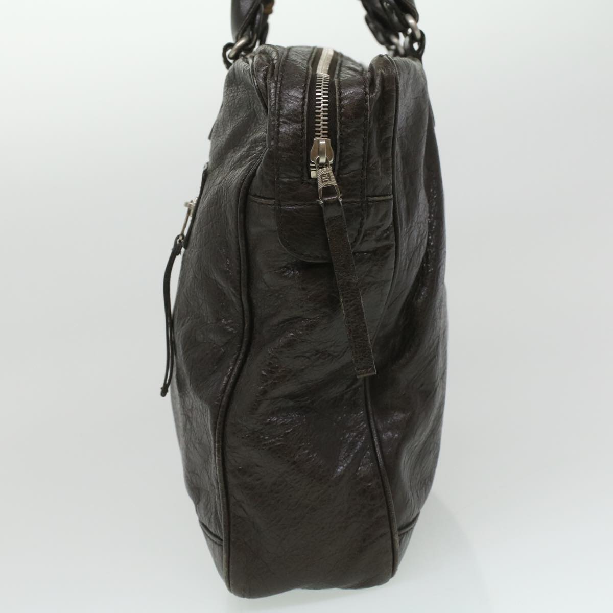 BALENCIAGA Mini folder Business Bag Leather Brown Auth ar8512