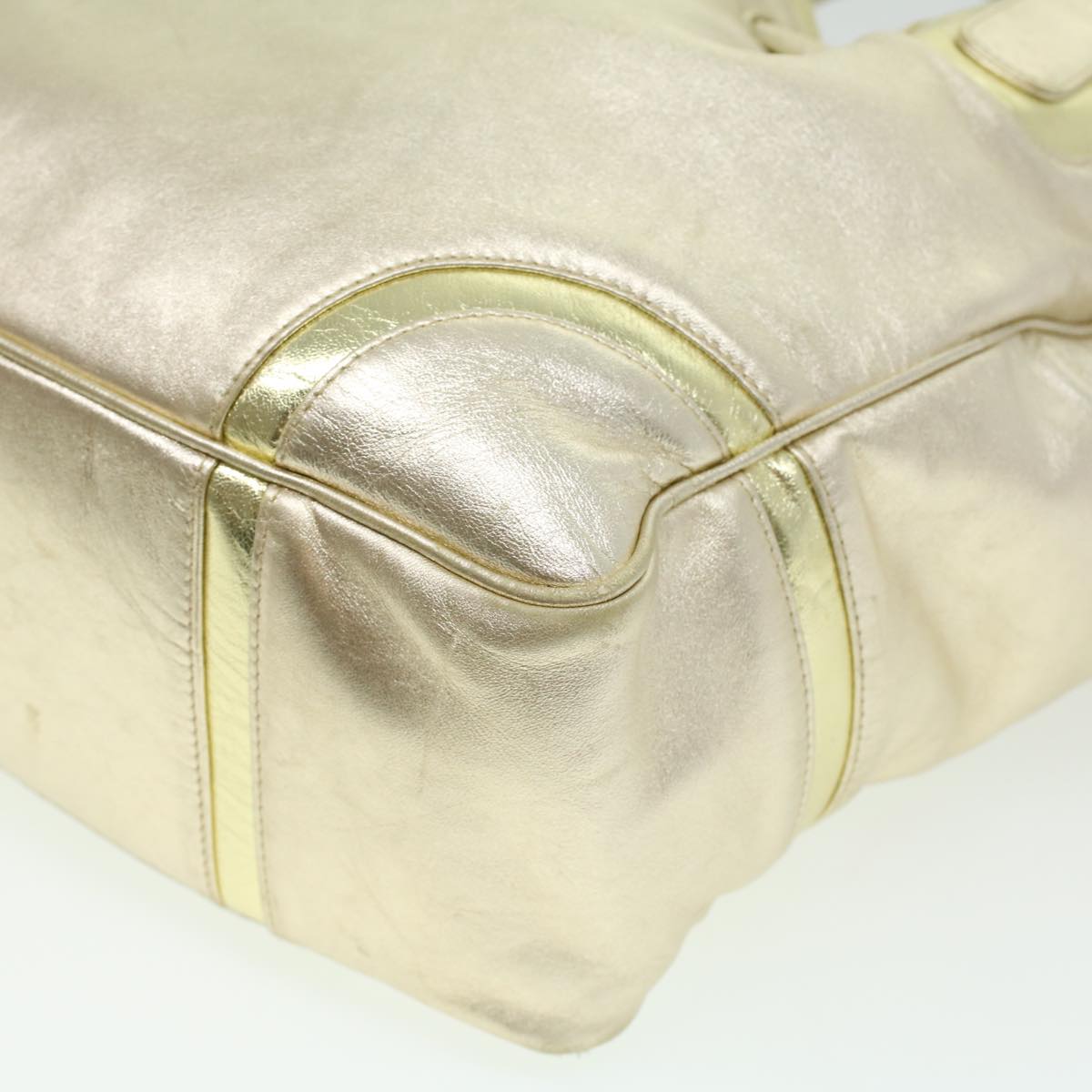 LOEWE Tote Bag Leather Champagne Gold Auth ar8537