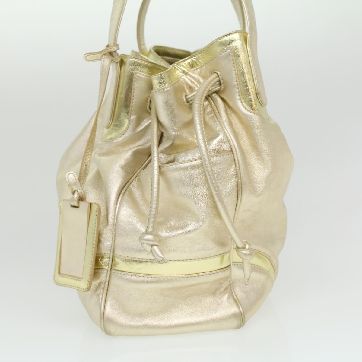 LOEWE Tote Bag Leather Champagne Gold Auth ar8537