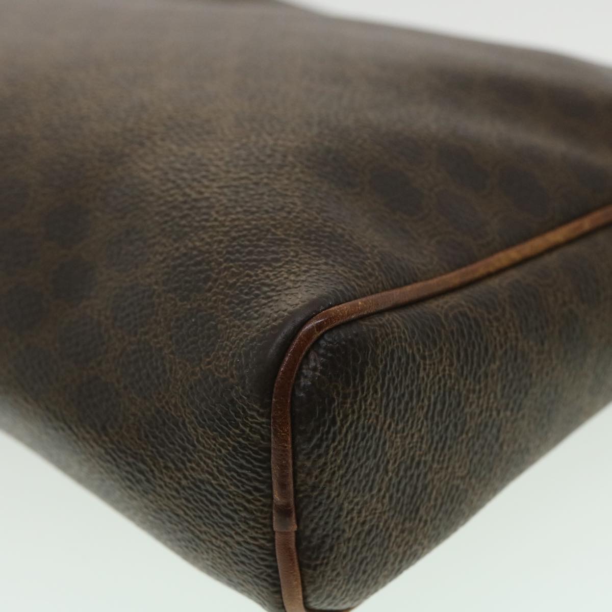 CELINE Macadam Canvas Clutch Bag PVC Leather Brown Auth ar8568