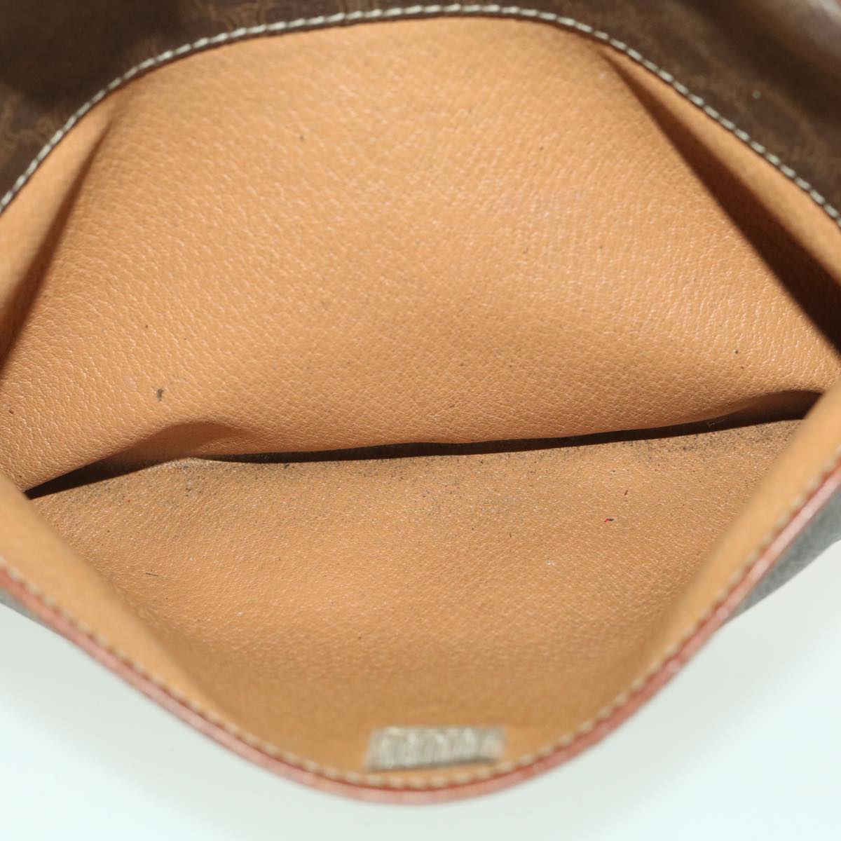 CELINE Macadam Canvas Clutch Bag PVC Leather Brown Auth ar8568