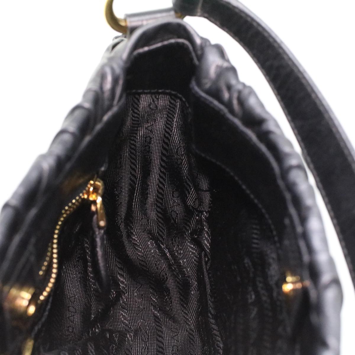 PRADA Hand Bag Leather 2way Black Auth ar8649