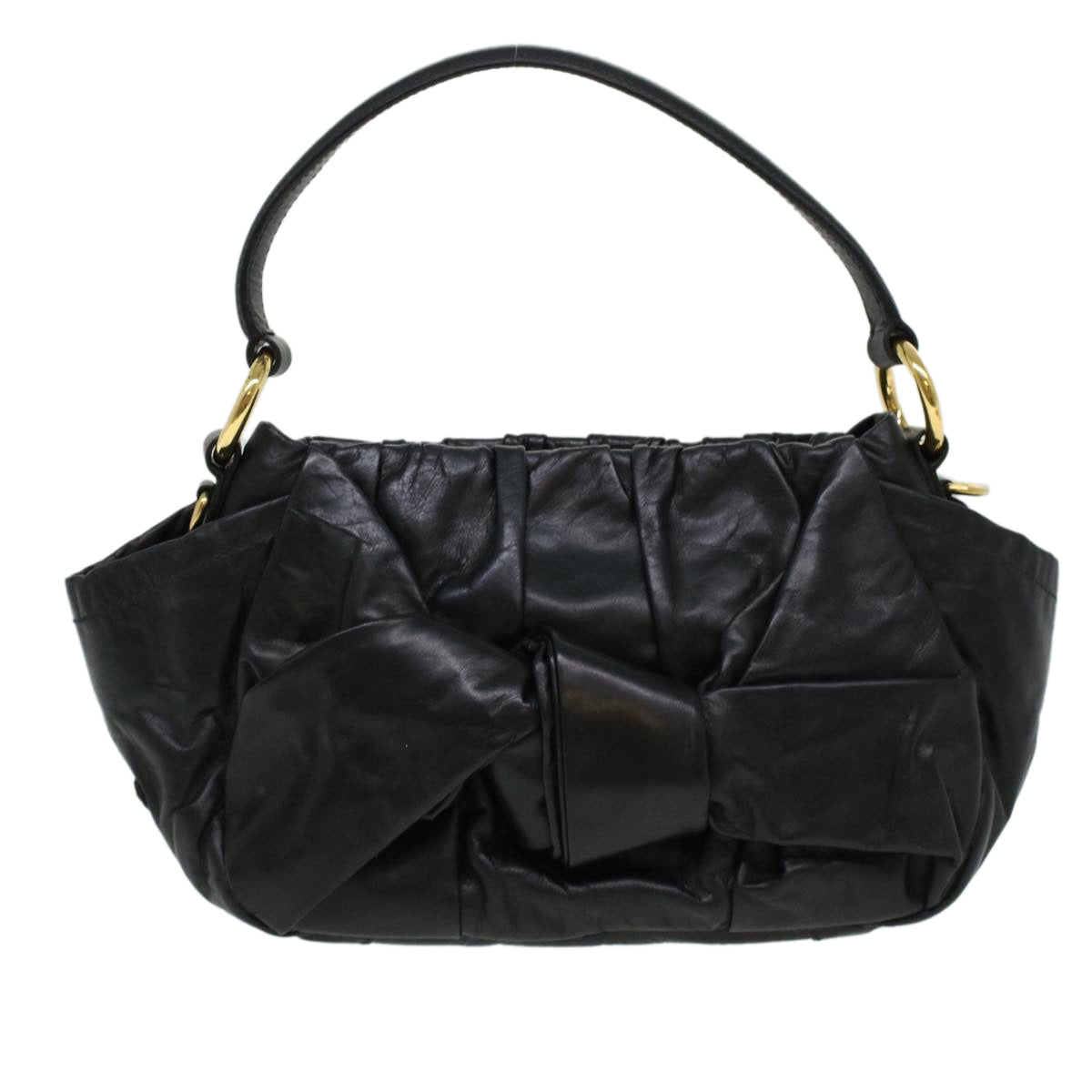 PRADA Hand Bag Leather 2way Black Auth ar8649