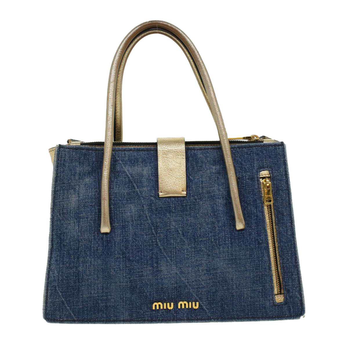Miu Miu Hand Bag Denim Blue Auth ar8662 - 0