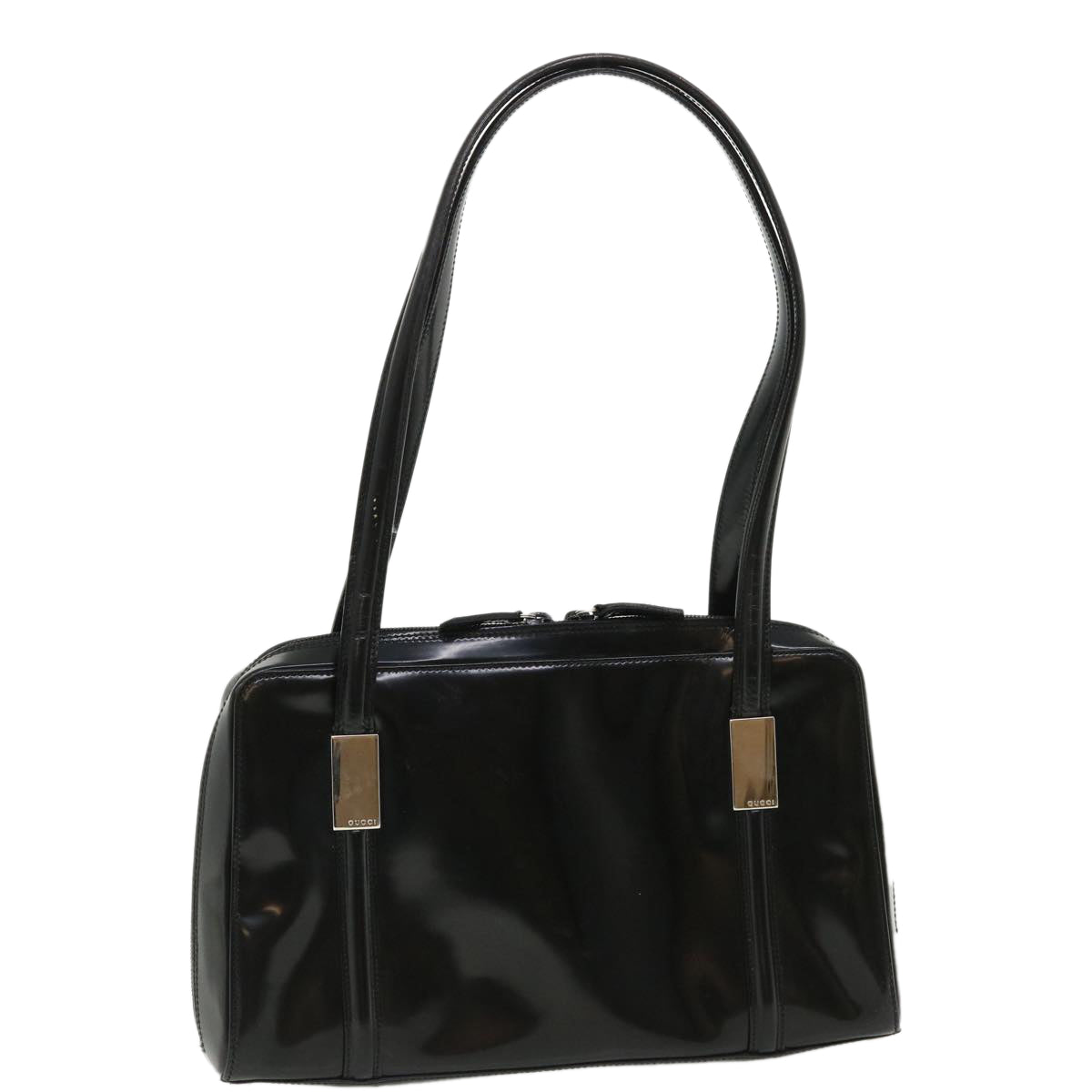 GUCCI Shoulder Bag Patent Leather Black Auth ar8722